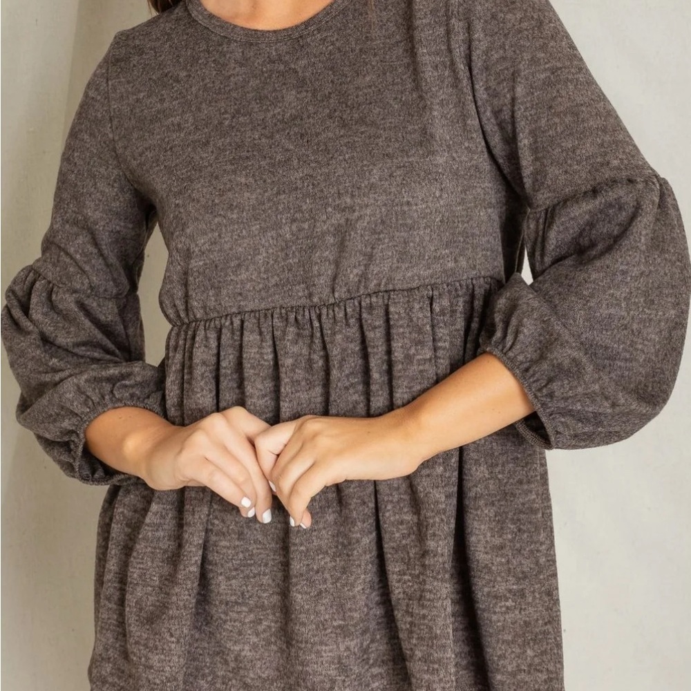 Egs California | Brown Empire Waist Bishop Sleeve Tunic Top | Sz XL